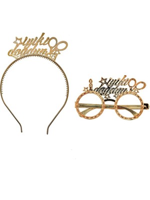 Lidyahan Store Marifetlerim - Altın Iyi Ki Doğdun Gözlük ve Taç