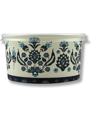 Lidyahan Store Karton Kağıt Çorba-Aşure-Tatlı-Dondurma-Yemek Kasesi -14 Oz Plastik Kapaklı Kase 50 Adet