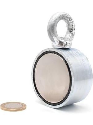 Lidyahan Store Magneteksan Çift Taraflı (Double Sided) Pot Mıknatıs Ø60 mm Fishing Magnet - 360° Çekim Gücü - 150-200 kg - Deniz Mıknatısı