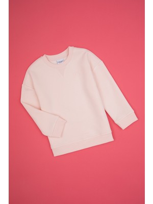 U.S. Polo Assn. Kız Çocuk Açık Pembe Şardonlu Bisiklet Yaka Basic Sweatshirt 50316810-VR078