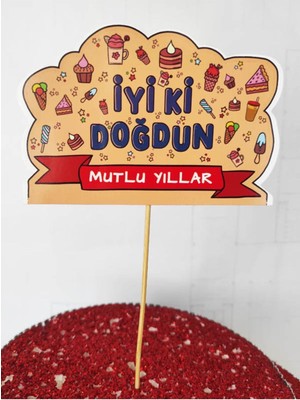 TM Tasarım Mağazası 30 Adet Dekoratif Karton Iyi Ki Doğdun Mutlu Yıllar Konuşma Kartı 20 cm - Doğum Günü El Pankartı