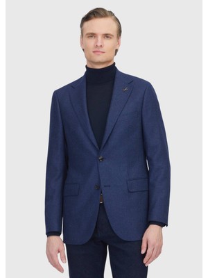 Ramsey Açık Lacivert Regular Fit İpek Karışımlı Ceket