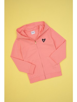 U.S. Polo Assn. Kız Çocuk Neon Pembe Kapüşonlu Fermuarlı Sweatshirt 50316873-VR105