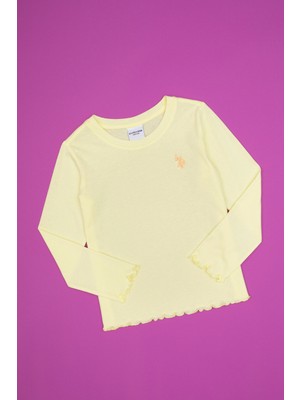 U.S. Polo Assn. Kız Çocuk Sarı Bisiklet Yaka Basic Sweatshirt 50317908-VR044