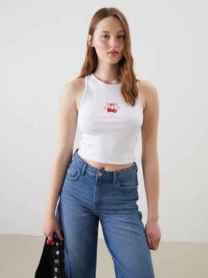 Lc Waikiki Yeni Sezon Bisiklet Yaka Kiraz Baskılı Kadın Atlet