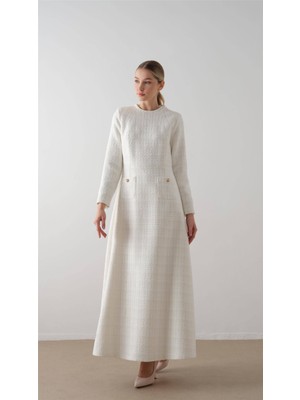 Miha Bebe Yakalı Chanel Elbise Ekru