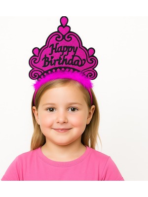 Zero Land Sepetim Fuşya Happy Birthday Prenses Tacı – Doğum Günü Taç Aksesuarı