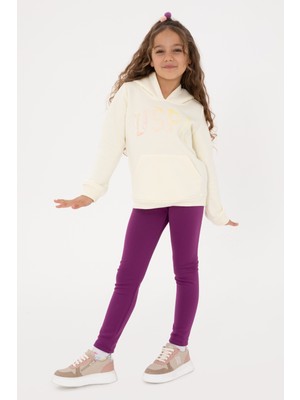 U.S. Polo Assn. Kız Çocuk Menekşe Scuba Kumaş Şardonlu Tayt 50316867-VR037