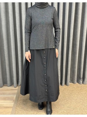 Missemramiss Arvena Dua Elbise Klasik A-Line Silüet Özel Tasarım Uzun Siyah