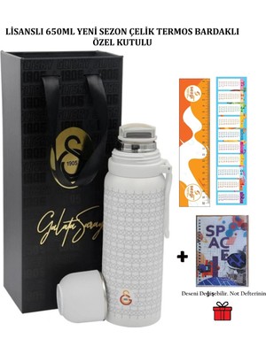 Galatasaray Lisanslı 650ML Yeni Sezon Çelik Termos Bardaklı Özel Kutusunda ve Not Defterimiz Hediye+Sezgistore C