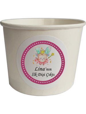 TM Tasarım Mağazası 20 Adet Kişiye Özel Renkli Melek Kanatlı Diş Buğdayı Karton Kase 9X6CM- Ilk Dişim