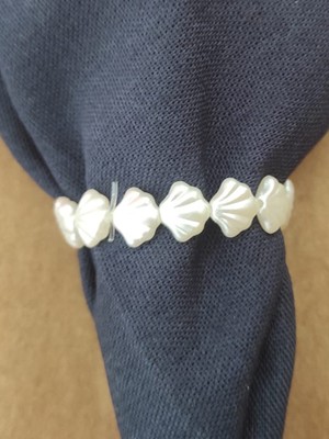 TM Tasarım Mağazası 12 Adet Dekoratif Krem Deniz Kabuğu Inci Boncuklu Peçete Yüzüğü Halkası - Inci 8 mm