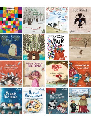 Yapı Kredi Yayınları Elmer + Bu Kış Kimse Üşümeyecek + Kuş Ağacı + Kırmızı Kanatlı Baykuş + Ayı Geldi + Ayıcık Mur + Babamın Battaniyesi + Annemin Çantası + Üç Kedi Bir Dilek + Yavru Ahtapot Olmak Çok Zor / 16 Kitap Set