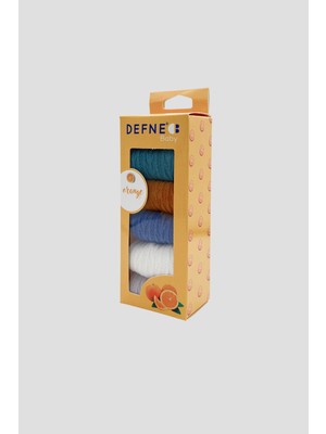 Defne Baby 6’lı Premium Pamuklu Jakar Desenli Bebek Çorap Seti – Orange Koleksiyonu