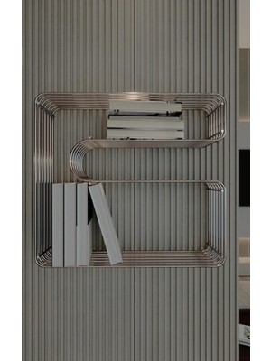 Boz Concept Home Paslanmaz Metal Duvar Rafı Kitaplık Banyo Düzenleyici Kıvrımlı Tel Kitaplık ve Mutfak Rafı
