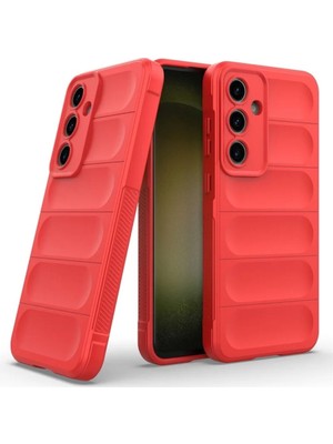 HANPORIUM Samsung Galaxy S25 Fe Uyumlu Silikon Kılıf - Kamera Korumalı Esnek Yeni Nesil Airbag Kapak - Kırmızı