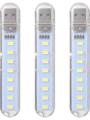 Lidyahan Store 3 Adet Mini USB LED LED LED Okuma Beyaz Işık Taşınabilir USB Dizüstü Bilgisayar Klavyesi Için Taşınabilir Gece Lambası