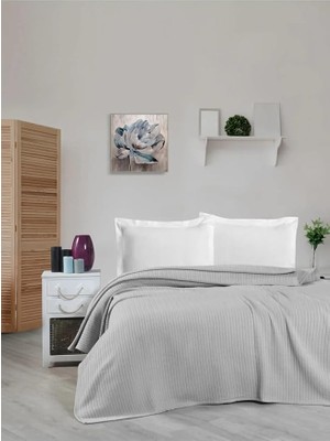 Lidyahan Store Örgü PIKE%100 Pamuk Kalın Iplik Yumuşak Battal Boy 240 * 260 (Gri)