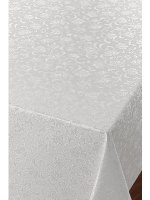 Lidyahan Store Elyaf Astarlı Pvc Masa Örtüsü Silinebilir Sıvı Geçirmez Leke Tutmaz Çiçek Desenli Beyaz, 140X180CM
