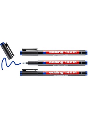 Lidyahan Store 142 M Permanent Kalem, Asetat Kalemi, Mavi, 3'lü Set, 1 mm Yuvarlak Uç