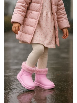 KAFKASLAR AYAKKABI Su ve Soğuk Geçirmez Kısa Boy Yeni Moda Renkli Kız Çocuk Yağmur Botu