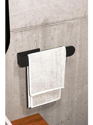 Lidyahan Store Unique Paslanmaz Çelik Mat Siyah Havlu Askısı - Banyo &amp; Tuvalet Yapışkanlı Havluluk