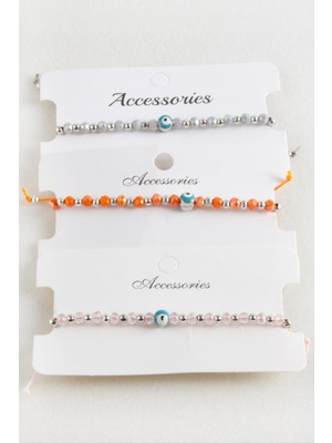 Bijuteri Net Nazar Kristal Makrome Ip Bileklik 6 mm