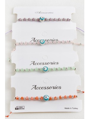 Bijuteri Net Nazar Kristal Makrome Ip Bileklik 8 mm