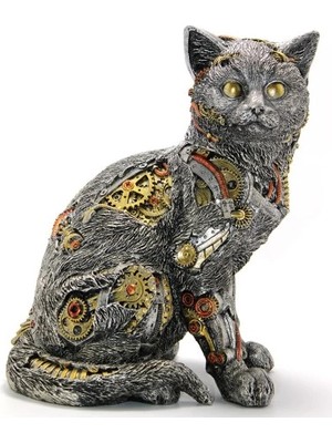 Eco Lounge Steampunk Polyester Kedi Figürü Model 2