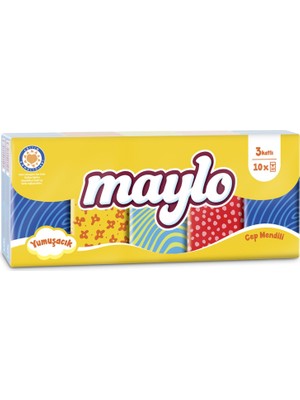 Maylo 10'lu Paket Cep Mendili 1 Katlı Yumuşacık Dokulu Kullanım İçin Tasarlanmış