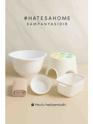 Hatesahome 5 Parça Modern Banyo Seti – 20 Lt Kurna, Kaymaz Tabure, 6 Lt Sepet, Banyo Tası + Havlu Hediyeli