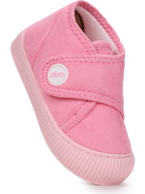 Kiko Kids Petri Kız Çocuk Panduf Pembe Renk Nubuk Tekstil ile Şık ve Rahat Ev Okul Kullanımı