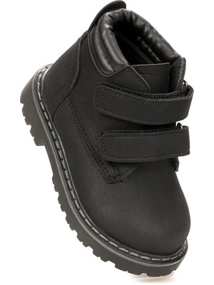 Kiko Kids Azka Cırtlı Kız Çocuk Bot Ayakkabı Mikrofiber Siyah - Siyah Rahat Taban