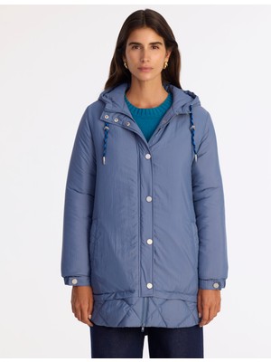 Yargıcı Geniş Kapüşonlu Yaka Uzun Kol Pardösü