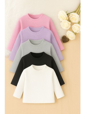 Kız Erkek Çocuk Içlik Yarım Balıkçı Ince Kazak Kaşkorse 5li Set