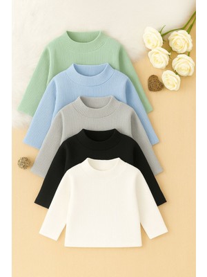 Kız Erkek Çocuk Içlik Yarım Balıkçı Ince Kazak Kaşkorse 5li Set