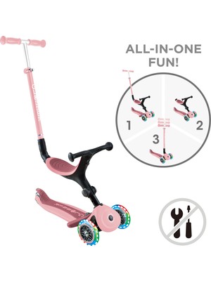 Globber Go Up Active Işıklı Scooter - Koyu Pastel Pembe