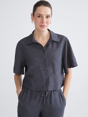 Lc Waikiki Yeni Sezon Modal Karışımlı Kadın Crop Gömlek