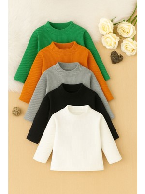 Kız Erkek Çocuk Içlik Yarım Balıkçı Ince Kazak Kaşkorse 5li Set