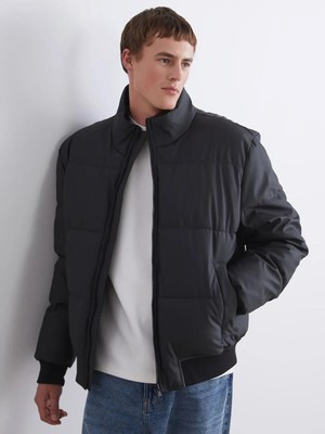 LC Waikiki Dik Yaka Erkek Deri Görünümlü Şişme Mont  (W5)