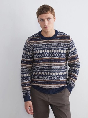 LC Waikiki Bisiklet Yaka Desenli Erkek Triko Kazak  (W5)