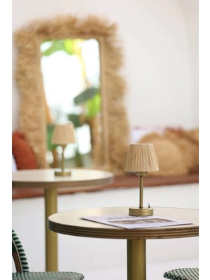 Maison Avf Rafya & Hasır Masa Üstü Kablosuz Pilli Saçaksız - Alt Uzun Eskitme Gold