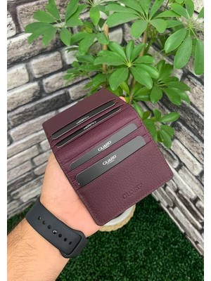 Guard Mürdüm Çıtçıt Kapamalı Ikiye Katlı Tasarım Hakiki Deri Kredi Kartlık - GRD251018WT425