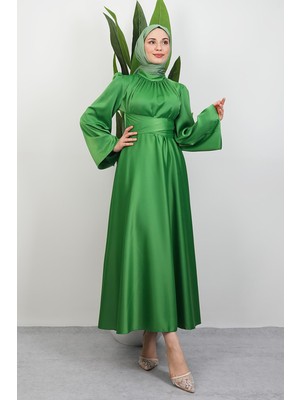 Giza Store Nazlı Tesettür Elbise Fıstık Yeşil