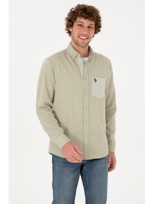 U.S. Polo Assn. Erkek Açık Haki Uzun Kollu Cepli Gömlek 50316653-VR183
