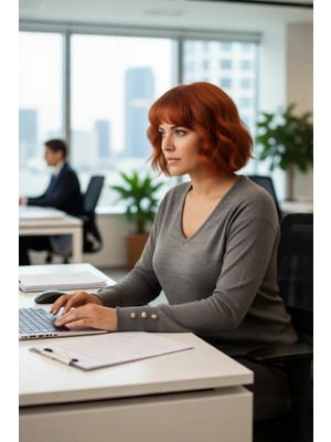 FRM Kadın Basic Siluet Uzun Kollu V Yaka Triko Kazak Gündelik Kullanıma Uygun Akrilik Materyal