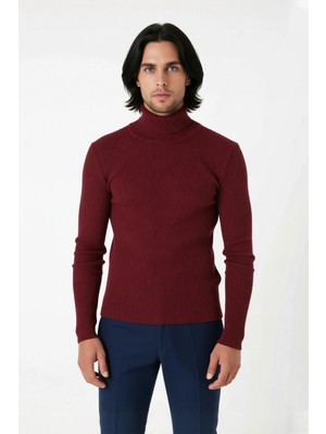 Ersefa Erkek Fitted Balıkçı Yaka Fitilli Uzun Kollu Kazak Günlük Şıklığı ve Kış Konforunu Birleştirir