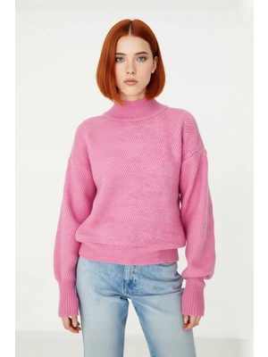 Ersefa Kadın Dik Yaka Oversize Balon Kol Triko Kazak Kışlık Rahat Şık Günlük Kombinler Için Ideal