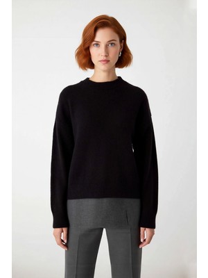 Ersefa Kadın Günlük Oversize Bisiklet Yaka Düşük Kol Triko Kazak Soğuk Havalar Için Mükemmel Tercih