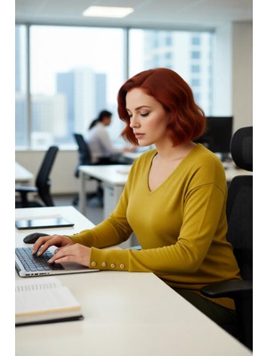 FRM Kadın Basic Siluet Uzun Kollu V Yaka Triko Kazak Gündelik Kullanıma Uygun Akrilik Materyal